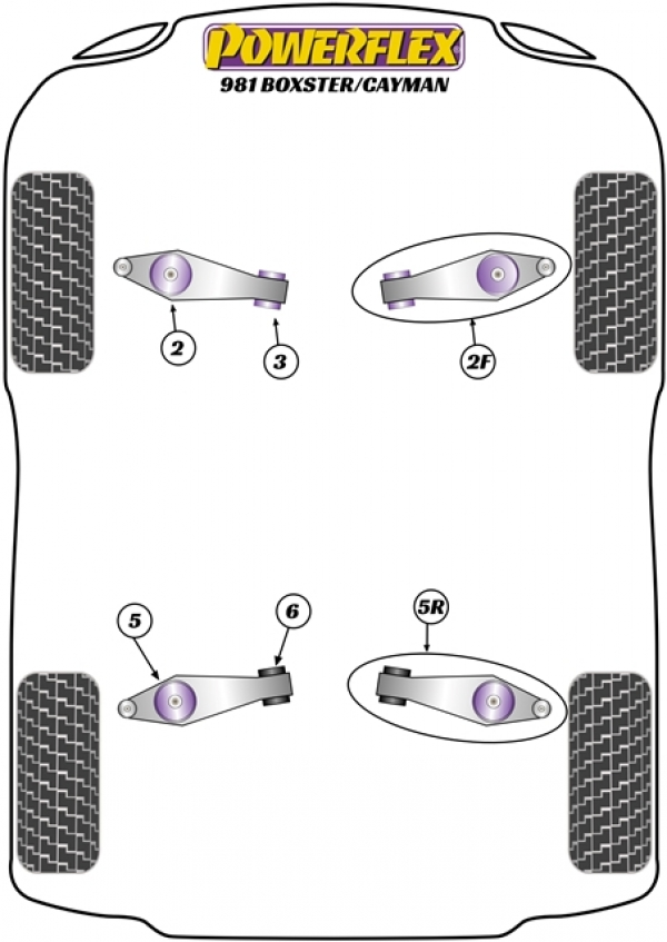 Track control arm and bush kit uses a Black 95A inner bush and Purple 80A outer bush, gallery image